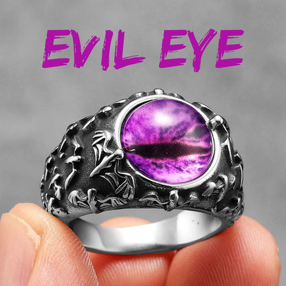 Evil Eye Trendy Gemstone Stainless Steel Men Rings Punk New For Male Women Fashion Jewelry Creativity Gift Wholesale Dropshiping