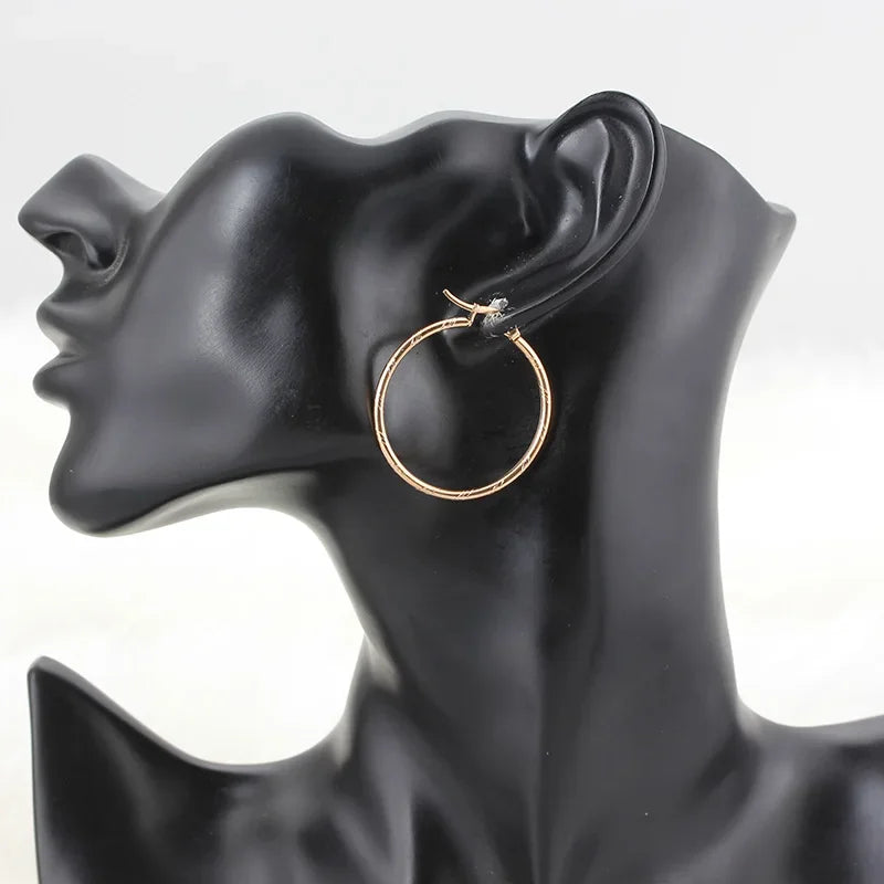 Stainless Steel Hoop Earrings For Women 2025 Statement Round Silver Gold Color Loop Brincos Female Jewelry Wholesale Party Gift