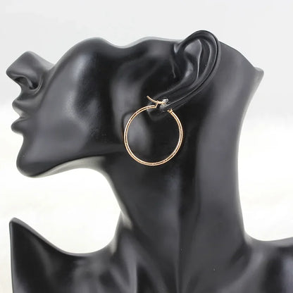 Stainless Steel Hoop Earrings For Women 2025 Statement Round Silver Gold Color Loop Brincos Female Jewelry Wholesale Party Gift