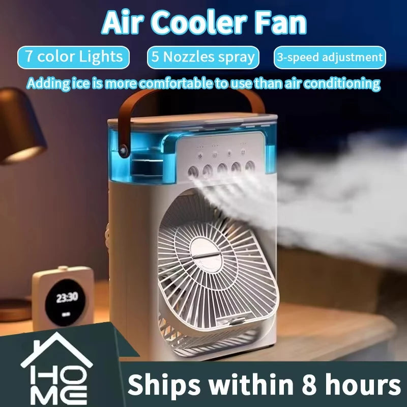 Office Fan Household Air Humidifier Portable Fan Air Conditioner USB Electric Fan LED Night Light Water Mist Fun Three model