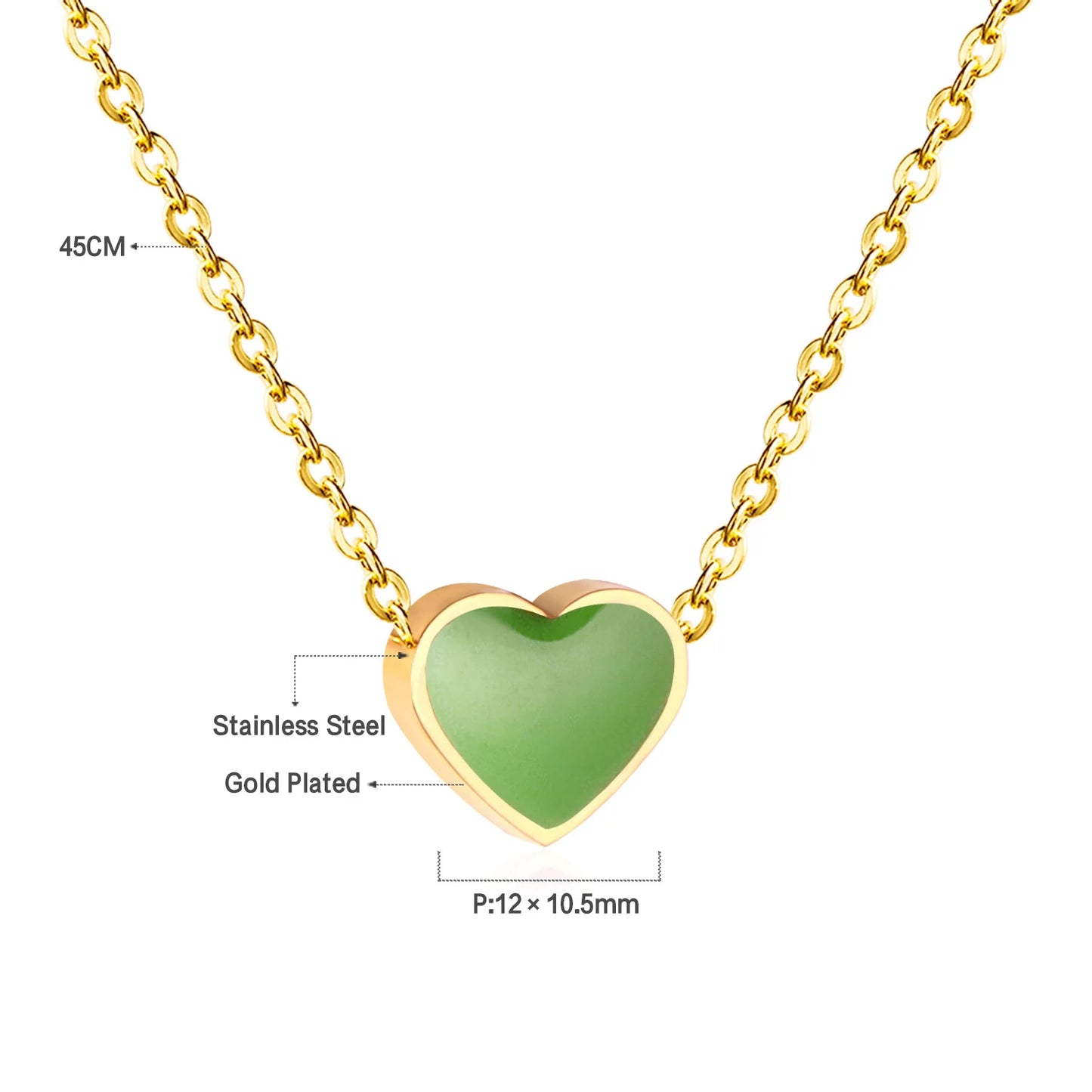 LUXUSTEEL Golden Red Love Heart Shaped Pendant Necklace Stainless Steel Female Necklace Colorful Chain Pendant Jewelry Gift