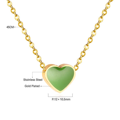 LUXUSTEEL Golden Red Love Heart Shaped Pendant Necklace Stainless Steel Female Necklace Colorful Chain Pendant Jewelry Gift
