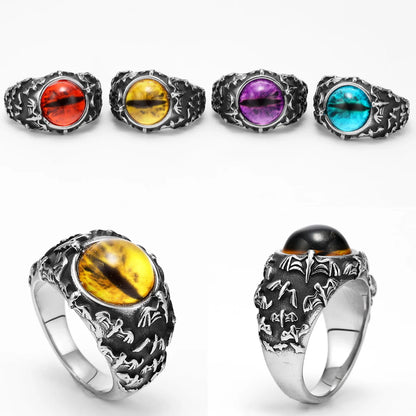 Evil Eye Trendy Gemstone Stainless Steel Men Rings Punk New For Male Women Fashion Jewelry Creativity Gift Wholesale Dropshiping