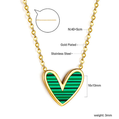 LUXUSTEEL Golden Red Love Heart Shaped Pendant Necklace Stainless Steel Female Necklace Colorful Chain Pendant Jewelry Gift