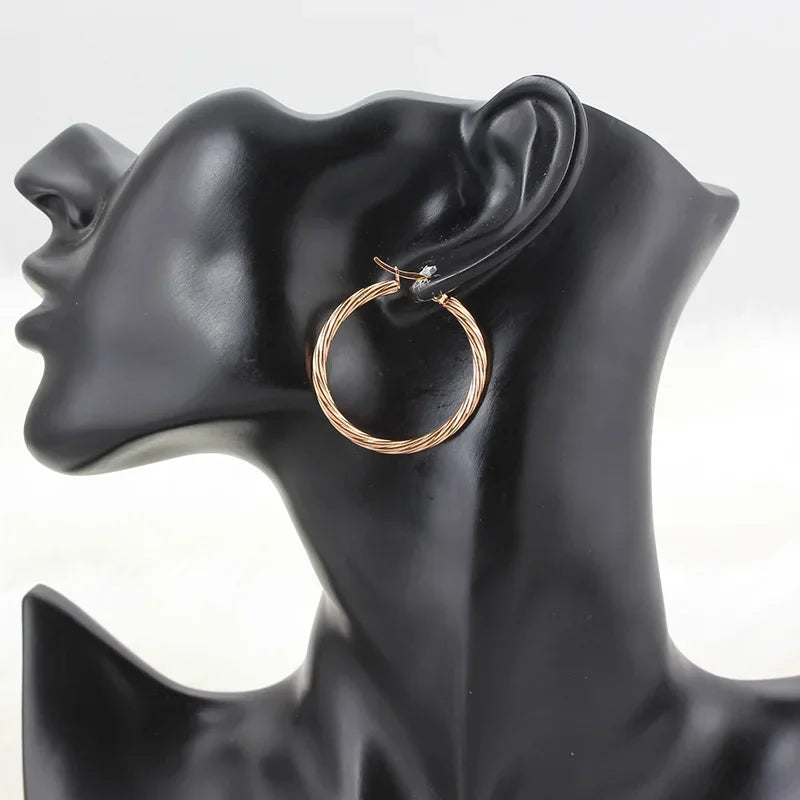 Stainless Steel Hoop Earrings For Women 2025 Statement Round Silver Gold Color Loop Brincos Female Jewelry Wholesale Party Gift
