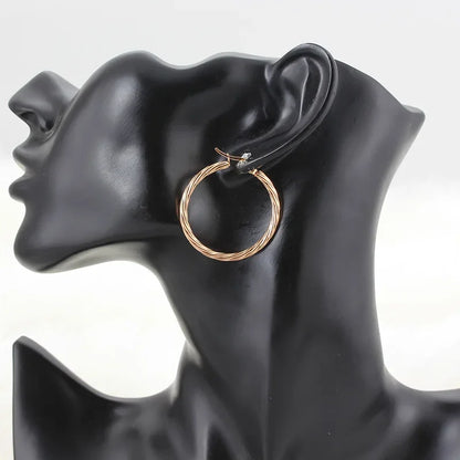Stainless Steel Hoop Earrings For Women 2025 Statement Round Silver Gold Color Loop Brincos Female Jewelry Wholesale Party Gift