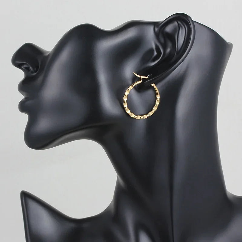 Stainless Steel Hoop Earrings For Women 2025 Statement Round Silver Gold Color Loop Brincos Female Jewelry Wholesale Party Gift