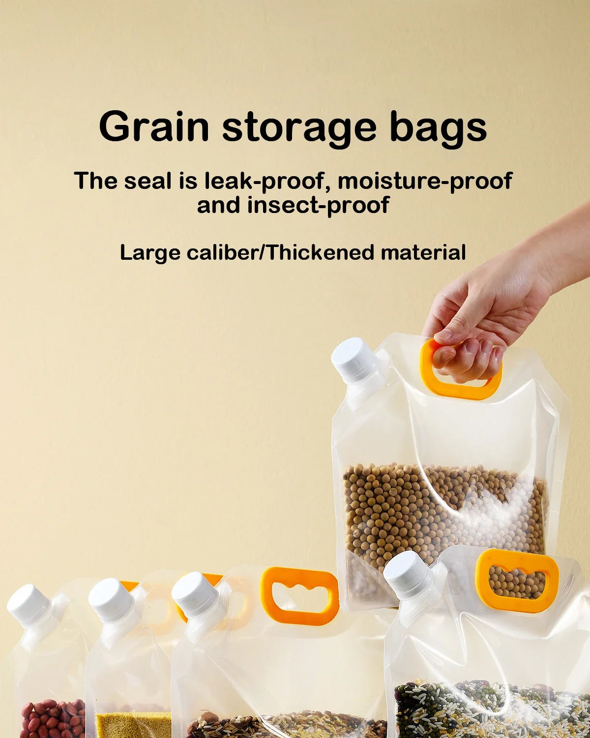 2pcs Grain Storage Bag Portable Insect Proof Moisture Proof Fresh Keeping Bag Recyclable Portable Transparent Grain Storage Bags