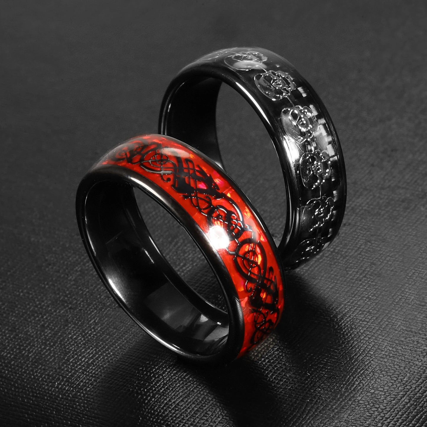 7MM  Skull Carbon Fiber Band Epoxy CUID Chip Ring or Fashion Dragon Pattern Metal Band T5577 Chip Ceramic Finger Ring