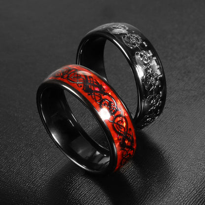 7MM  Skull Carbon Fiber Band Epoxy CUID Chip Ring or Fashion Dragon Pattern Metal Band T5577 Chip Ceramic Finger Ring