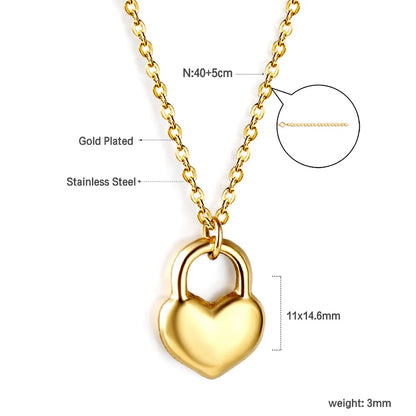 LUXUSTEEL Golden Red Love Heart Shaped Pendant Necklace Stainless Steel Female Necklace Colorful Chain Pendant Jewelry Gift