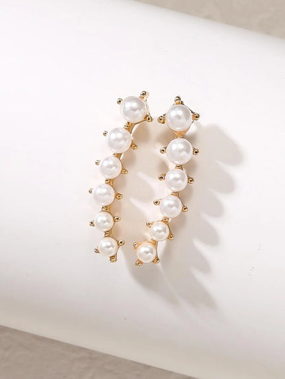 2 Gold Color Black White Gem 6 Rhinestone Ear Clip Earrings Women's Simple Fashion Personality Student Girl Party Business All-m