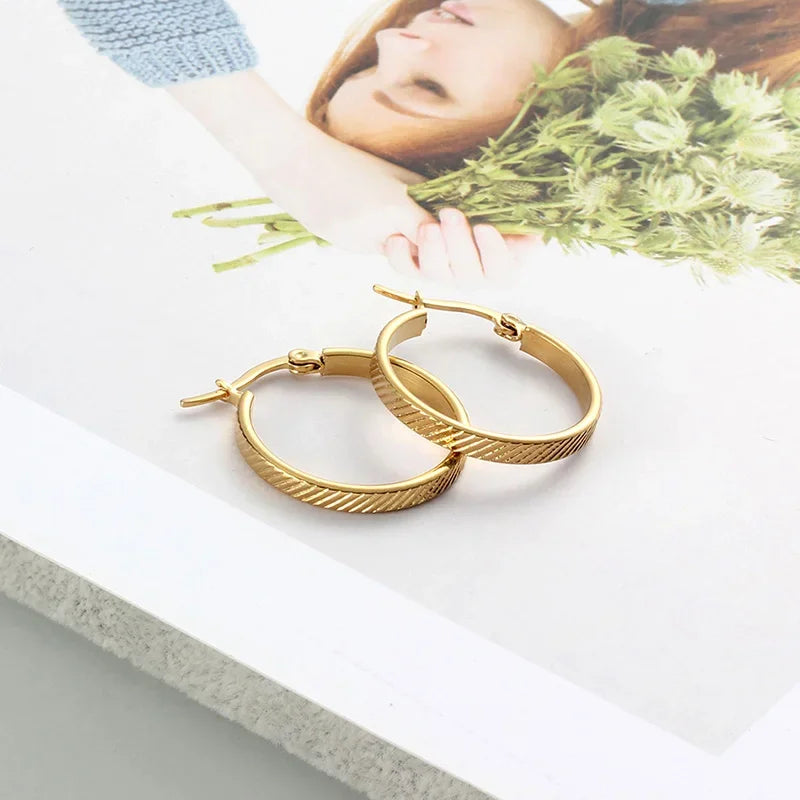 Stainless Steel Hoop Earrings For Women 2025 Statement Round Silver Gold Color Loop Brincos Female Jewelry Wholesale Party Gift