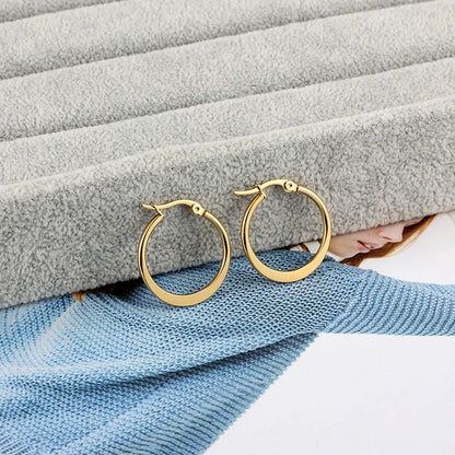 Stainless Steel Hoop Earrings For Women 2025 Statement Round Silver Gold Color Loop Brincos Female Jewelry Wholesale Party Gift