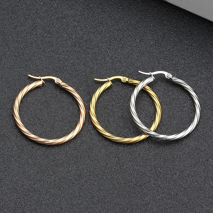 Stainless Steel Hoop Earrings For Women 2025 Statement Round Silver Gold Color Loop Brincos Female Jewelry Wholesale Party Gift