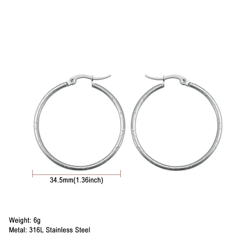 Stainless Steel Hoop Earrings For Women 2025 Statement Round Silver Gold Color Loop Brincos Female Jewelry Wholesale Party Gift