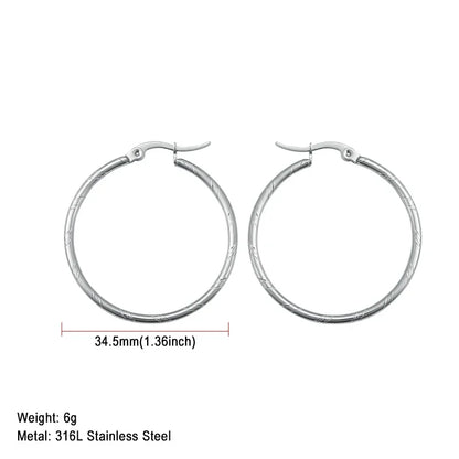 Stainless Steel Hoop Earrings For Women 2025 Statement Round Silver Gold Color Loop Brincos Female Jewelry Wholesale Party Gift