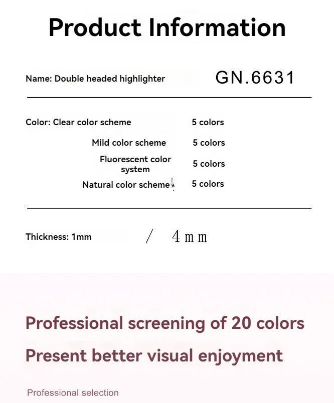 5PCS Highlighter Pen Set Multiple series available Double Headed Colored Fluorescent Pen Student Stationery Supplies