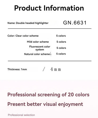 5PCS Highlighter Pen Set Multiple series available Double Headed Colored Fluorescent Pen Student Stationery Supplies