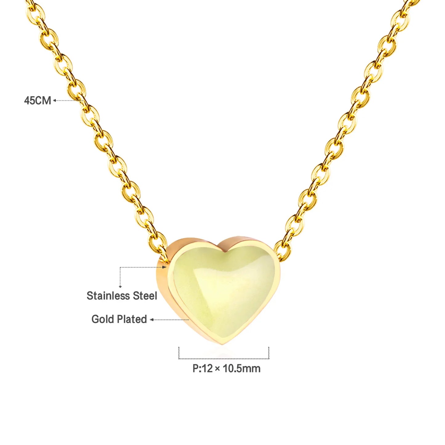 LUXUSTEEL Golden Red Love Heart Shaped Pendant Necklace Stainless Steel Female Necklace Colorful Chain Pendant Jewelry Gift