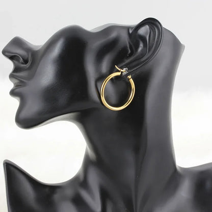 Stainless Steel Hoop Earrings For Women 2025 Statement Round Silver Gold Color Loop Brincos Female Jewelry Wholesale Party Gift