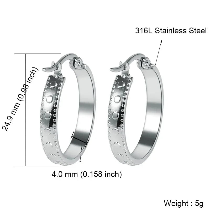 Stainless Steel Hoop Earrings For Women 2025 Statement Round Silver Gold Color Loop Brincos Female Jewelry Wholesale Party Gift
