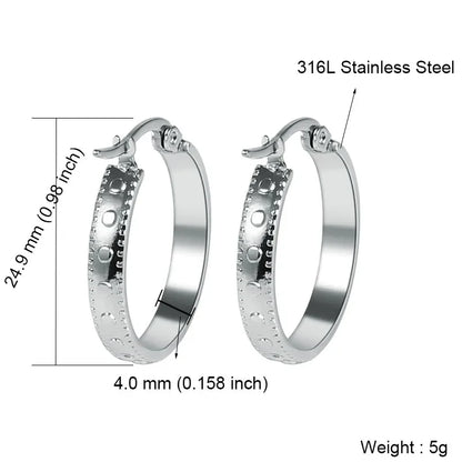 Stainless Steel Hoop Earrings For Women 2025 Statement Round Silver Gold Color Loop Brincos Female Jewelry Wholesale Party Gift