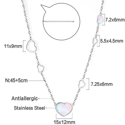 LUXUSTEEL Golden Red Love Heart Shaped Pendant Necklace Stainless Steel Female Necklace Colorful Chain Pendant Jewelry Gift