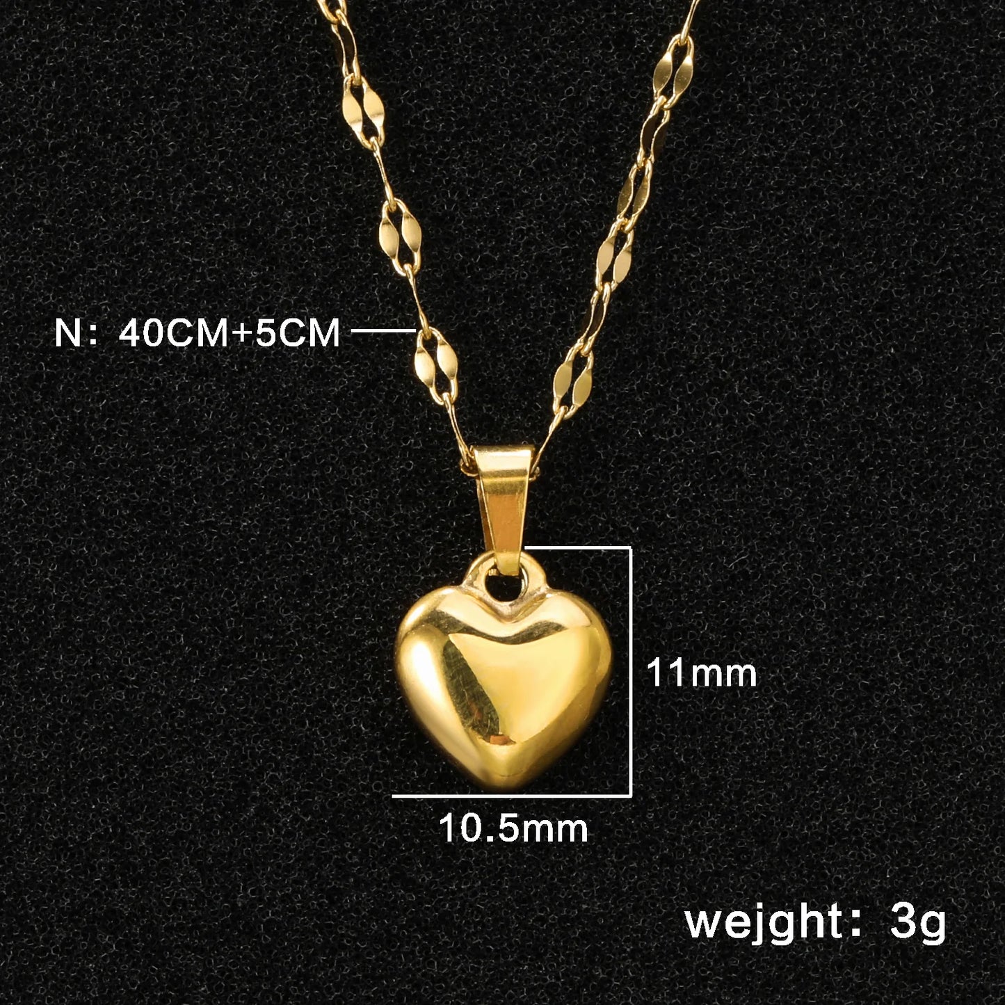 LUXUSTEEL Golden Red Love Heart Shaped Pendant Necklace Stainless Steel Female Necklace Colorful Chain Pendant Jewelry Gift