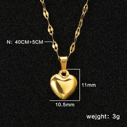 LUXUSTEEL Golden Red Love Heart Shaped Pendant Necklace Stainless Steel Female Necklace Colorful Chain Pendant Jewelry Gift