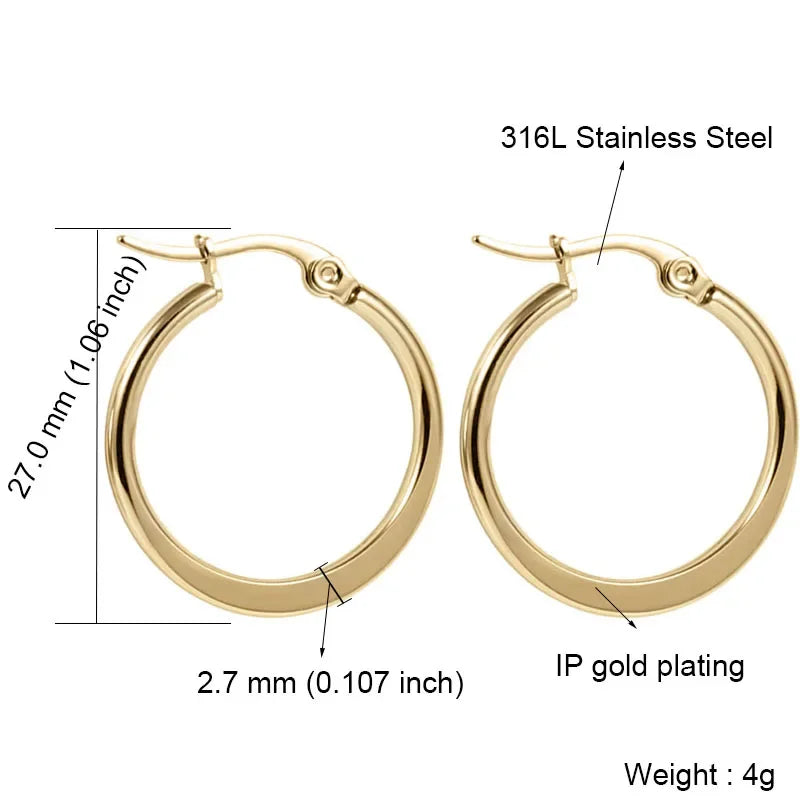 Stainless Steel Hoop Earrings For Women 2025 Statement Round Silver Gold Color Loop Brincos Female Jewelry Wholesale Party Gift
