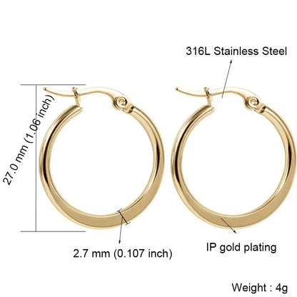 Stainless Steel Hoop Earrings For Women 2025 Statement Round Silver Gold Color Loop Brincos Female Jewelry Wholesale Party Gift