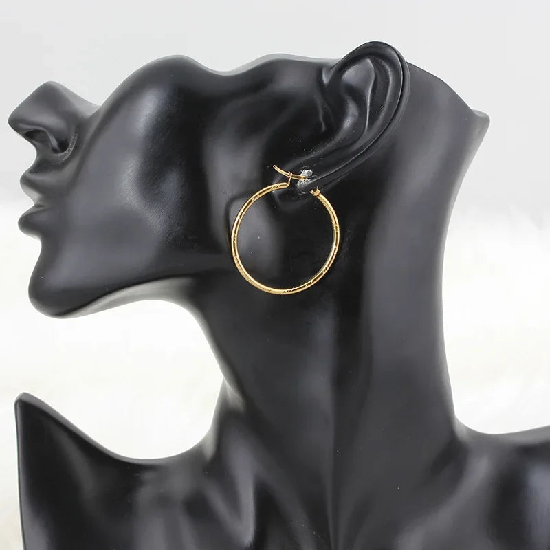 Stainless Steel Hoop Earrings For Women 2025 Statement Round Silver Gold Color Loop Brincos Female Jewelry Wholesale Party Gift