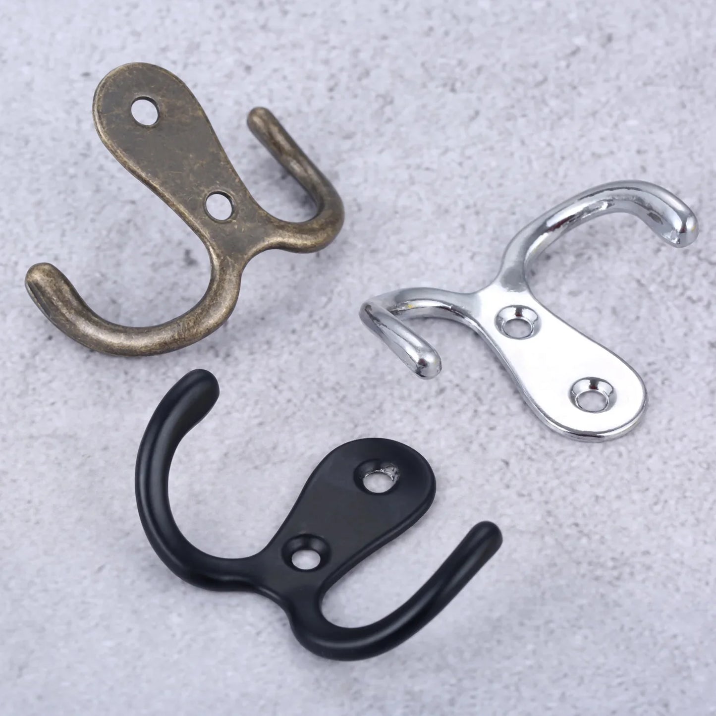 3sets Double Heads Hook Wall/Door Mounted Hanger w/screws Coat/Key/Bag/Towel/Hat/Mask Holder 53mm