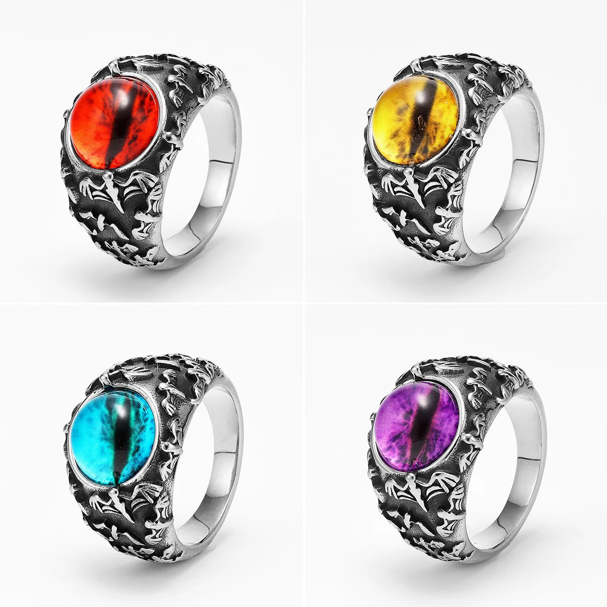 Evil Eye Trendy Gemstone Stainless Steel Men Rings Punk New For Male Women Fashion Jewelry Creativity Gift Wholesale Dropshiping