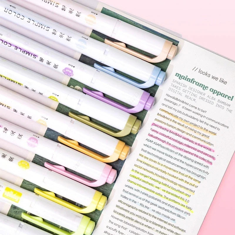 5PCS Highlighter Pen Set Multiple series available Double Headed Colored Fluorescent Pen Student Stationery Supplies