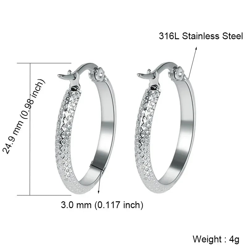 Stainless Steel Hoop Earrings For Women 2025 Statement Round Silver Gold Color Loop Brincos Female Jewelry Wholesale Party Gift