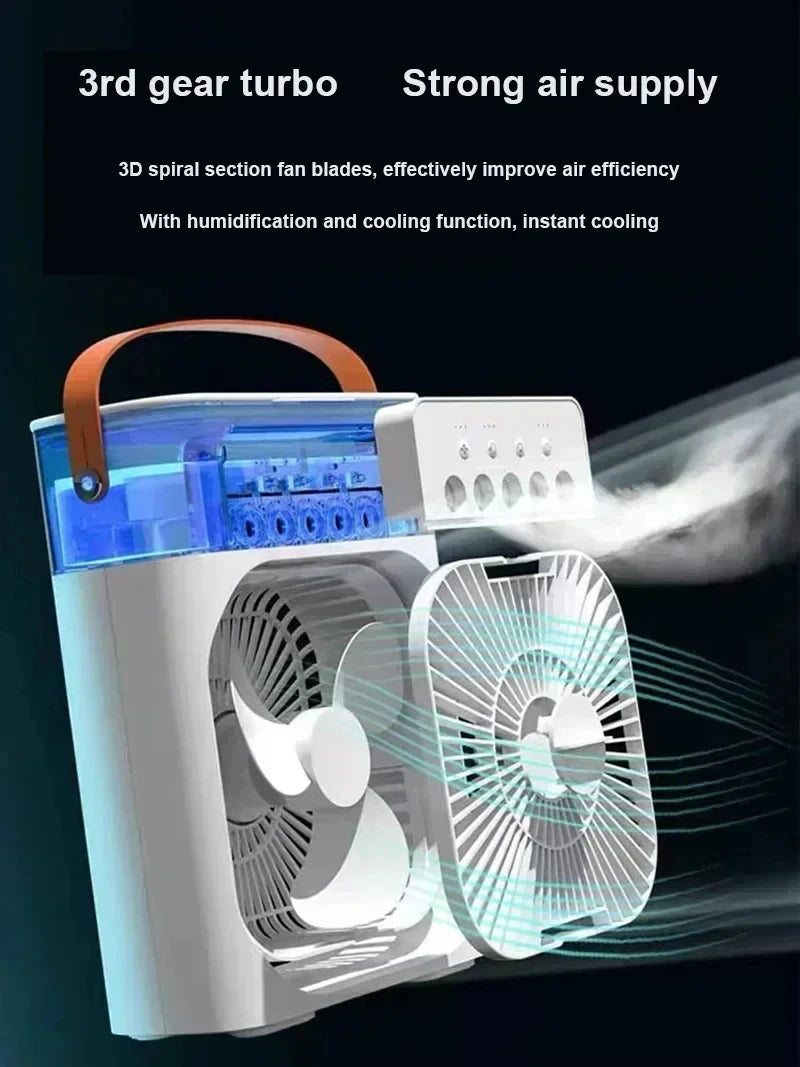 Office Fan Household Air Humidifier Portable Fan Air Conditioner USB Electric Fan LED Night Light Water Mist Fun Three model