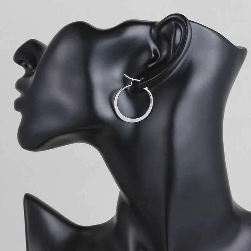 Stainless Steel Hoop Earrings For Women 2025 Statement Round Silver Gold Color Loop Brincos Female Jewelry Wholesale Party Gift