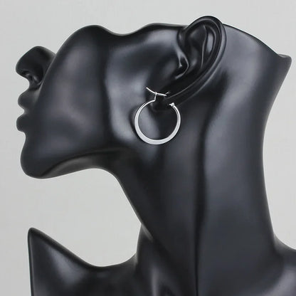 Stainless Steel Hoop Earrings For Women 2025 Statement Round Silver Gold Color Loop Brincos Female Jewelry Wholesale Party Gift