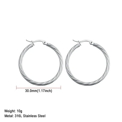 Stainless Steel Hoop Earrings For Women 2025 Statement Round Silver Gold Color Loop Brincos Female Jewelry Wholesale Party Gift