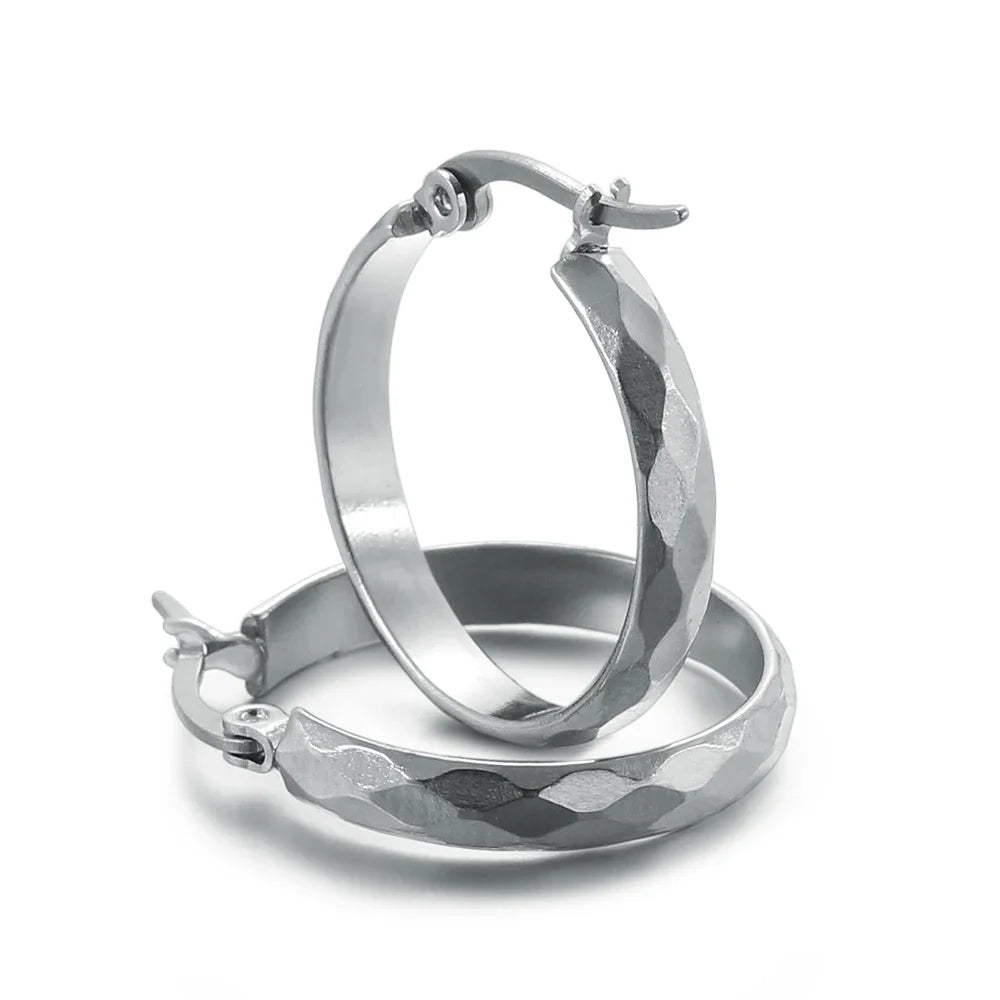 Stainless Steel Hoop Earrings For Women 2025 Statement Round Silver Gold Color Loop Brincos Female Jewelry Wholesale Party Gift