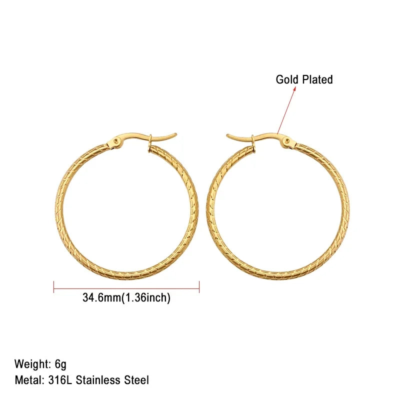 Stainless Steel Hoop Earrings For Women 2025 Statement Round Silver Gold Color Loop Brincos Female Jewelry Wholesale Party Gift