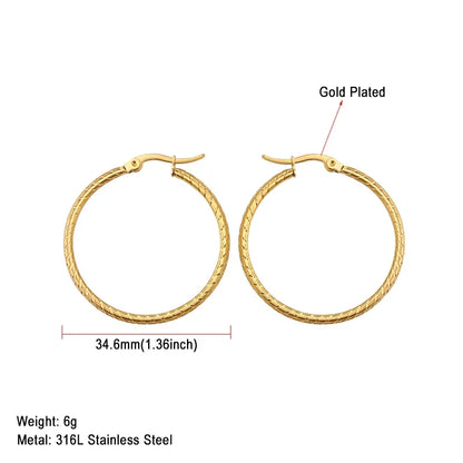 Stainless Steel Hoop Earrings For Women 2025 Statement Round Silver Gold Color Loop Brincos Female Jewelry Wholesale Party Gift