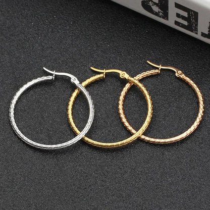 Stainless Steel Hoop Earrings For Women 2025 Statement Round Silver Gold Color Loop Brincos Female Jewelry Wholesale Party Gift