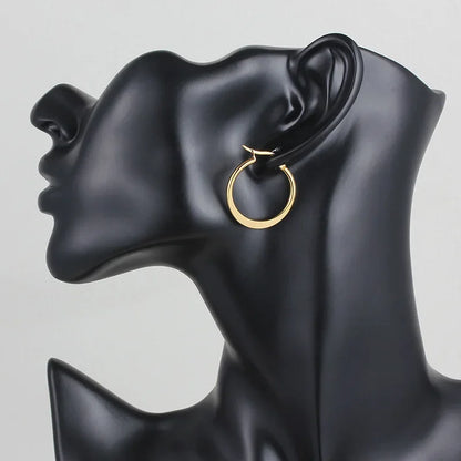 Stainless Steel Hoop Earrings For Women 2025 Statement Round Silver Gold Color Loop Brincos Female Jewelry Wholesale Party Gift