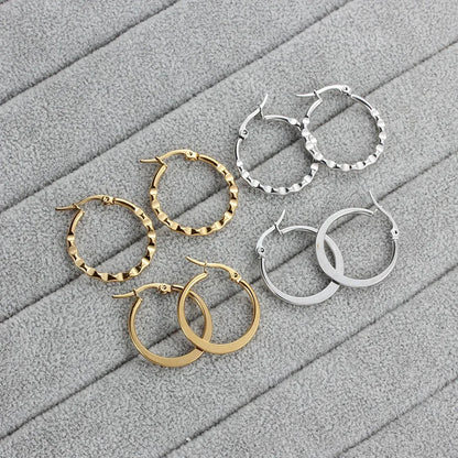 Stainless Steel Hoop Earrings For Women 2025 Statement Round Silver Gold Color Loop Brincos Female Jewelry Wholesale Party Gift