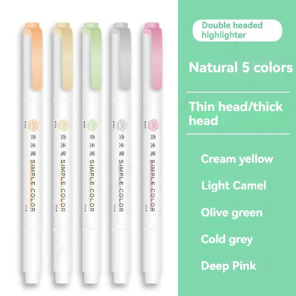 5PCS Highlighter Pen Set Multiple series available Double Headed Colored Fluorescent Pen Student Stationery Supplies