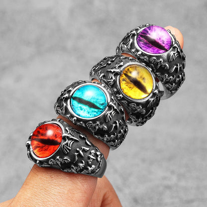 Evil Eye Trendy Gemstone Stainless Steel Men Rings Punk New For Male Women Fashion Jewelry Creativity Gift Wholesale Dropshiping