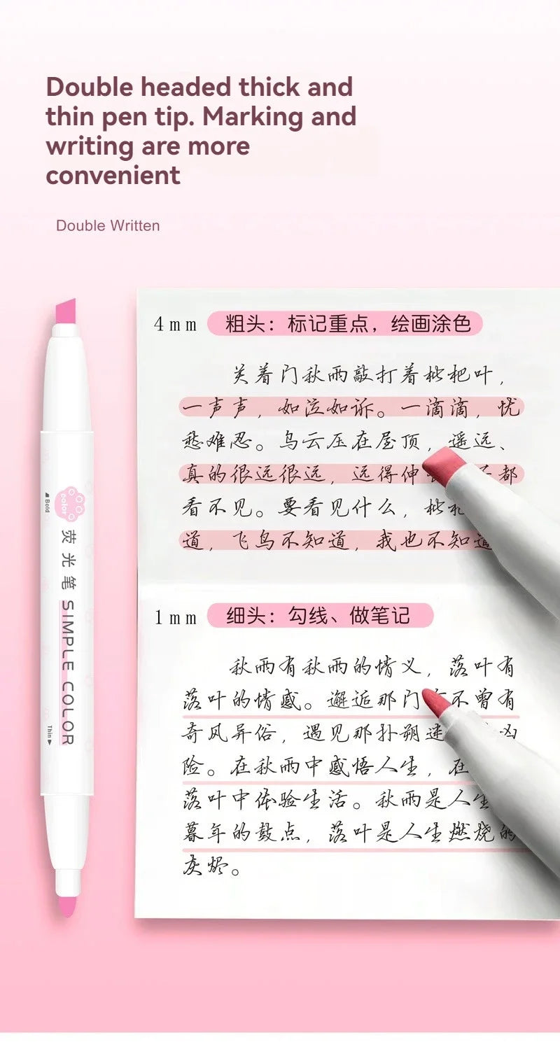 5PCS Highlighter Pen Set Multiple series available Double Headed Colored Fluorescent Pen Student Stationery Supplies